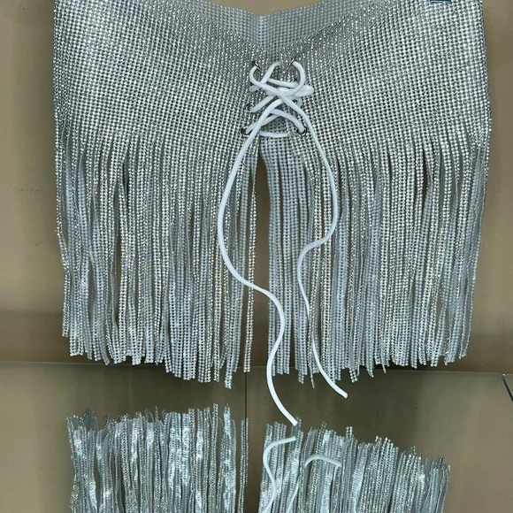 Ciao Adirana Rhinestone Silver Corset Belt - Picture 3 of 16